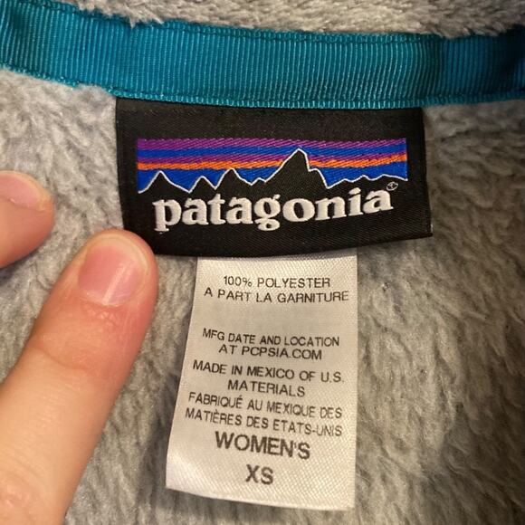 Patagonia Grey Teal Fleece Jacket Womens Sz XS Re-Tool Snap-T Pulloverver Hiking - Picture 5 of 16